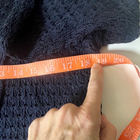 LOFT Navy Cotton Cardigan Small Open Knit Shawl Collar Lightweight Fall Sweater - Picture 7 of 12